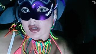 latina exhibitionist flashes big clit in car carnival fetish solo tease