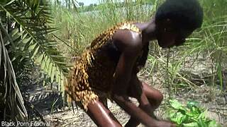 jungle women use skinny ebony man as sex toy