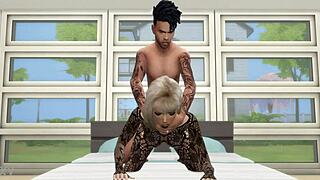 Sexy lingerie girl bent over rough doggystyle in game