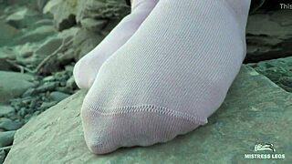 check out my beautiful feet in socks outdoor compilation lover