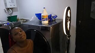 curvy latina washes laundry then deepthroats my cock homemade pov