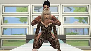 Sexy lingerie girl bent over rough doggystyle in game