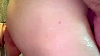 PeterWolfe Stretches with Huge Pierced Dildo in Shower