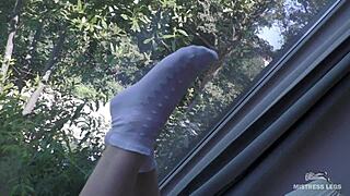check out my beautiful feet in socks outdoor compilation lover