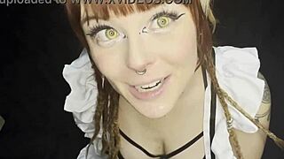 Monster Cock Gags Cute Cat Maid Throat!