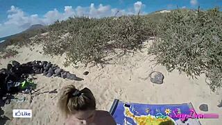beach babe shakes tan lined ass on monster cock doggystyle outdoors