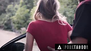desperate hitchhiker kristen scott seduces criminal with sloppy blowjob to survive