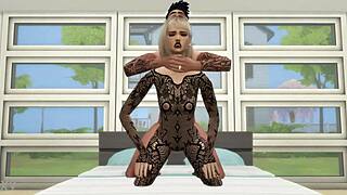 Sexy lingerie girl bent over rough doggystyle in game