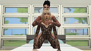 Sexy lingerie girl bent over rough doggystyle in game