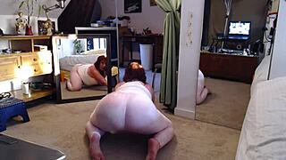 I'm stretchin' my huge tits n fat belly in mornin' sexercise
