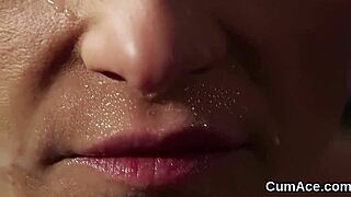 Hey, that peculiar babe just took a massive cumshot facial and gulped every drop!