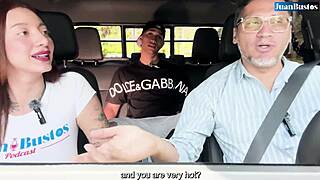 busty khloe rides juan bustos monster cock cowgirl in car till creampie pussy fill