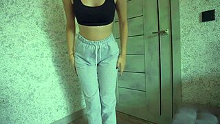 omg petite teen pisses desperation in sweatpants clit tease