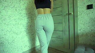 omg petite teen pisses desperation in sweatpants clit tease