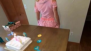 Sweet teen blonde deepthroats and fucks on her birthday celebration