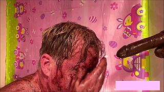 chocolate bukkake blowbang in sheer see-through madness