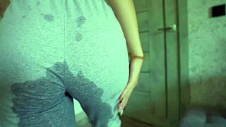 omg petite teen pisses desperation in sweatpants clit tease