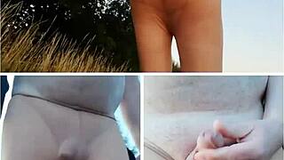 german amateur flashes ass and feet in lingerie deep in the forest outdoors