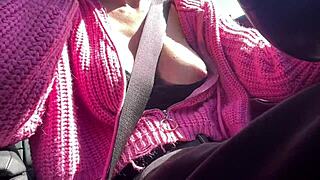 italian milf artemisia flashes juicy tits on sexy car ride