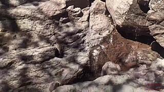 she sucks him off and swallows cum on public hiking trail