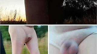 german amateur flashes ass and feet in lingerie deep in the forest outdoors