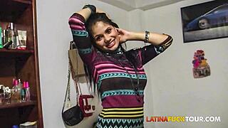 Beautiful petite latina with braces enjoys first date DOGGYSTYLE pounding