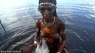 I spot this hot skinny african girl naked hunting dick outdoors