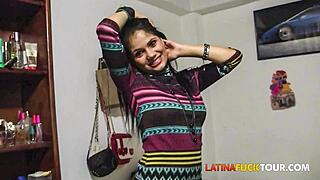 Beautiful petite latina with braces enjoys first date DOGGYSTYLE pounding