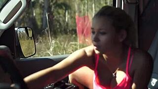 Busty hitchhiker pounded hard