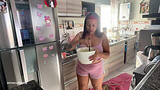 chubby girl makes cute cupcakes with accidental funny moments