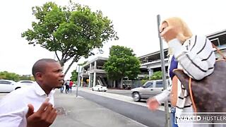 Short hair blonde chick is sick of her husbands tiny 18+ cock and wants a big black dick in her throat