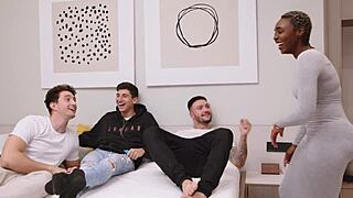 Ebony roommate wants wild spanish party fun
