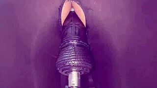 short leggings anal machine pounding with massive cumshot