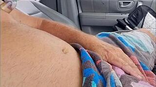 Old Lady Peeks At My Cock While I Wank In The Car!