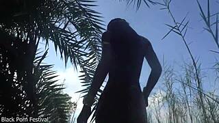 I spot this hot skinny african girl naked hunting dick outdoors
