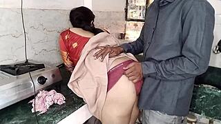 Beautiful Village Woman Enjoys First Kitchen Intimacy