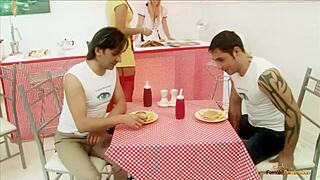 food fight turns into hardcore group sex