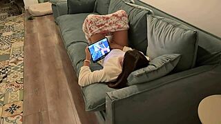 caught masturbating and joined for creampie