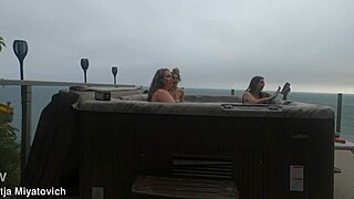babes having fun in hot tub