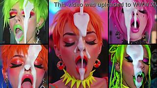 Compilation about blowjob futanaria face semen body semen and high-heels
