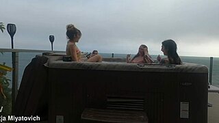 babes having fun in hot tub