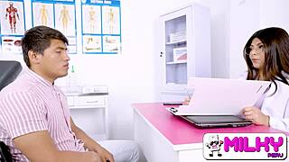 curvy latina doctor rides patient hard