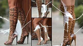 Compilation about blowjob futanaria face semen body semen and high-heels