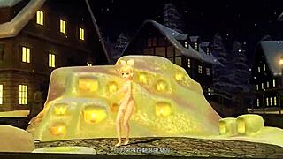 Kagamine rin poses nude in snow goddess style