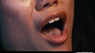 Asian girl used like toy by futa leather babe with cucumber play