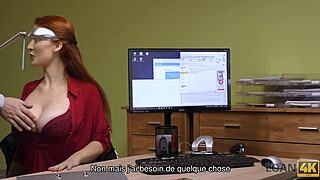 redhead has spontaneous sex at office with agent