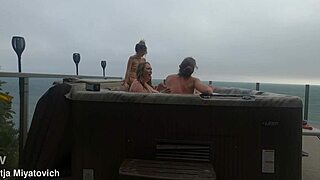 babes having fun in hot tub