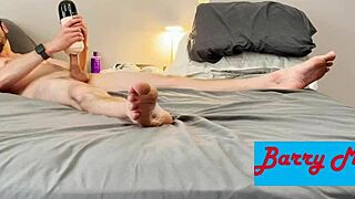 SWITCHING BETWEEN JACKING OFF AND USING VIBRATING SUCKING BLOWJOB TOY