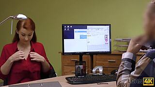 redhead has spontaneous sex at office with agent