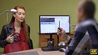 redhead has spontaneous sex at office with agent